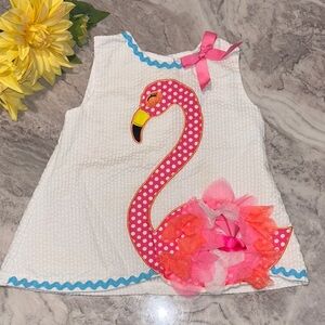 Rare Editions White Dress with Blue Accents